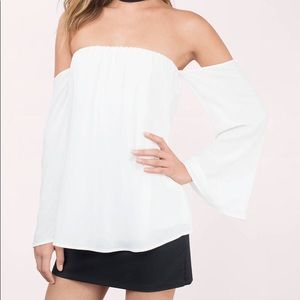 Tobi off the shoulder shirt in sea foam green